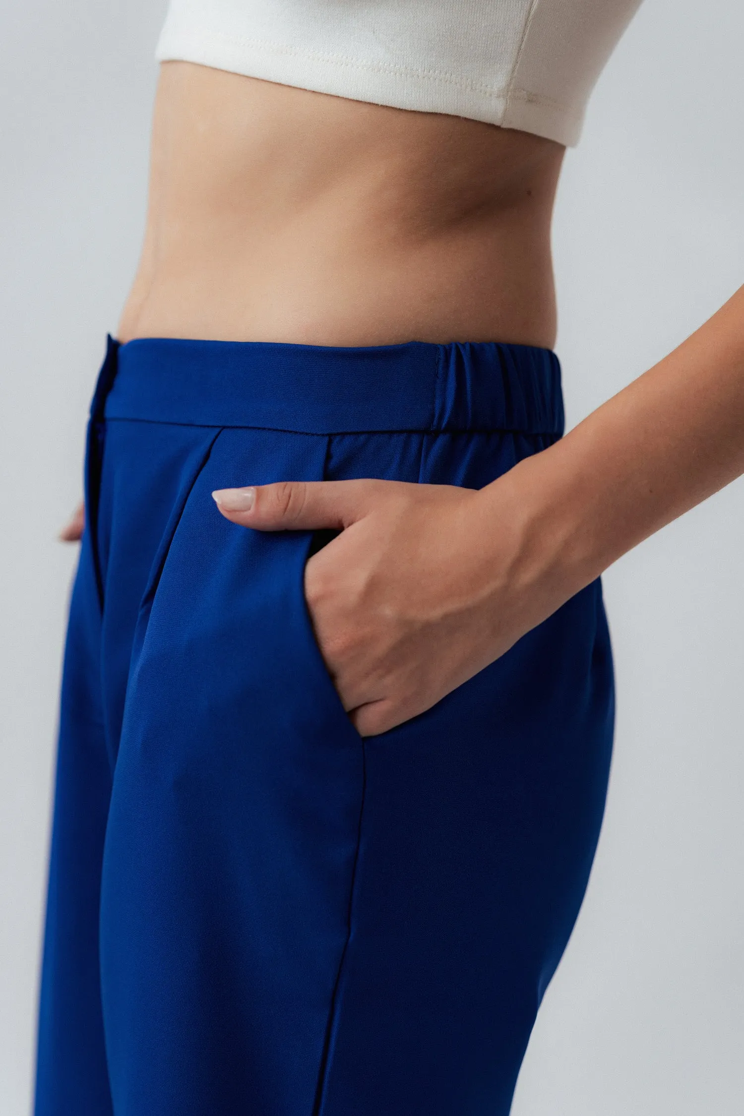 ELECTRIC BLUE FLARED  FIT TAILORED PANTS