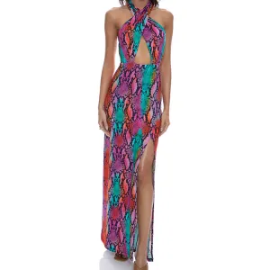 ELECTRIC SKIN - Halter Neck Cut Out Long Dress