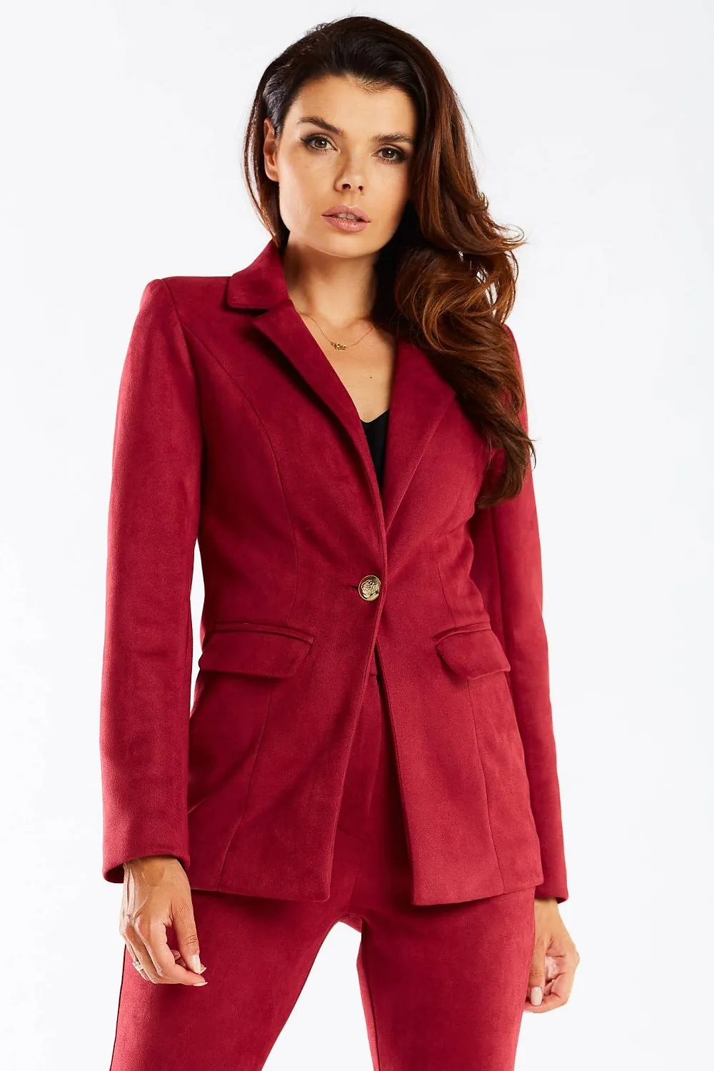 Elegant Longline Blazer with Golden Button
