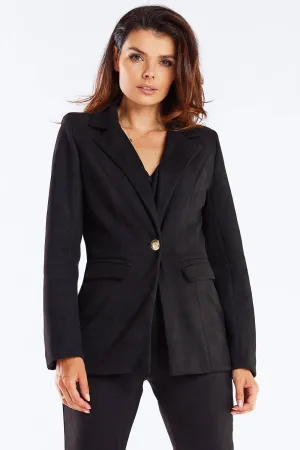 Elegant Longline Blazer with Golden Button