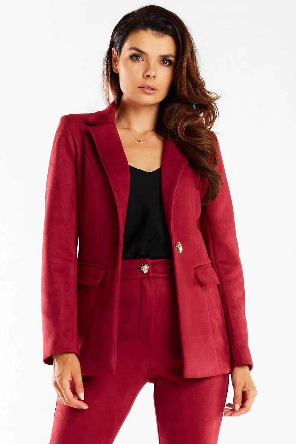 Elegant Longline Blazer with Golden Button