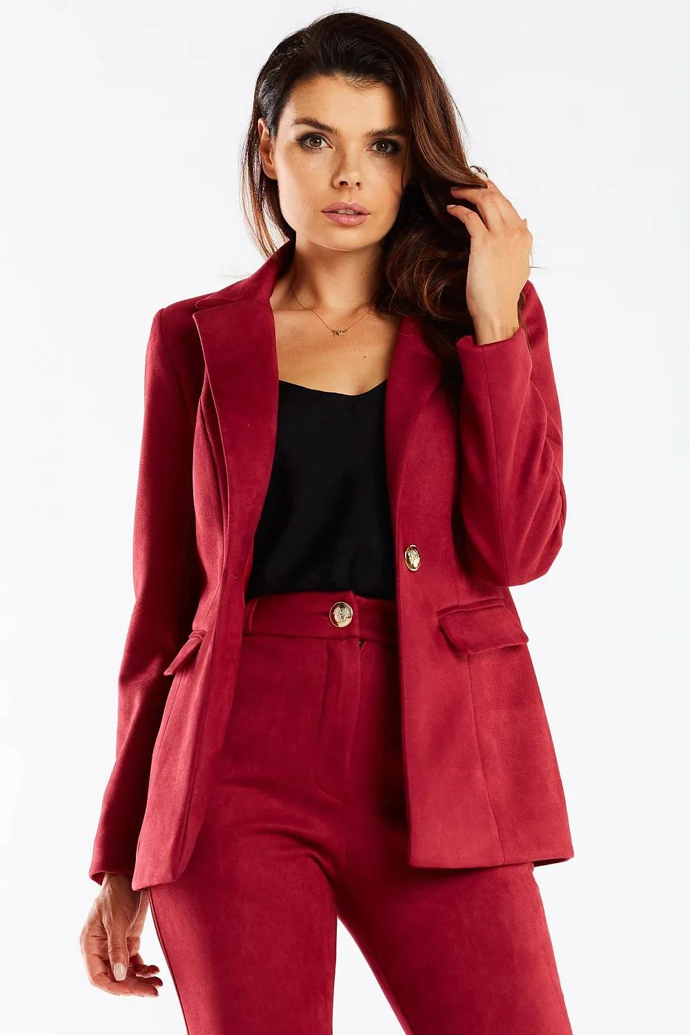 Elegant Longline Blazer with Golden Button