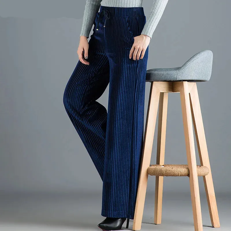 Emery High-Waisted Wide-Leg Corduroy Pants