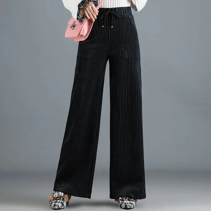 Emery High-Waisted Wide-Leg Corduroy Pants