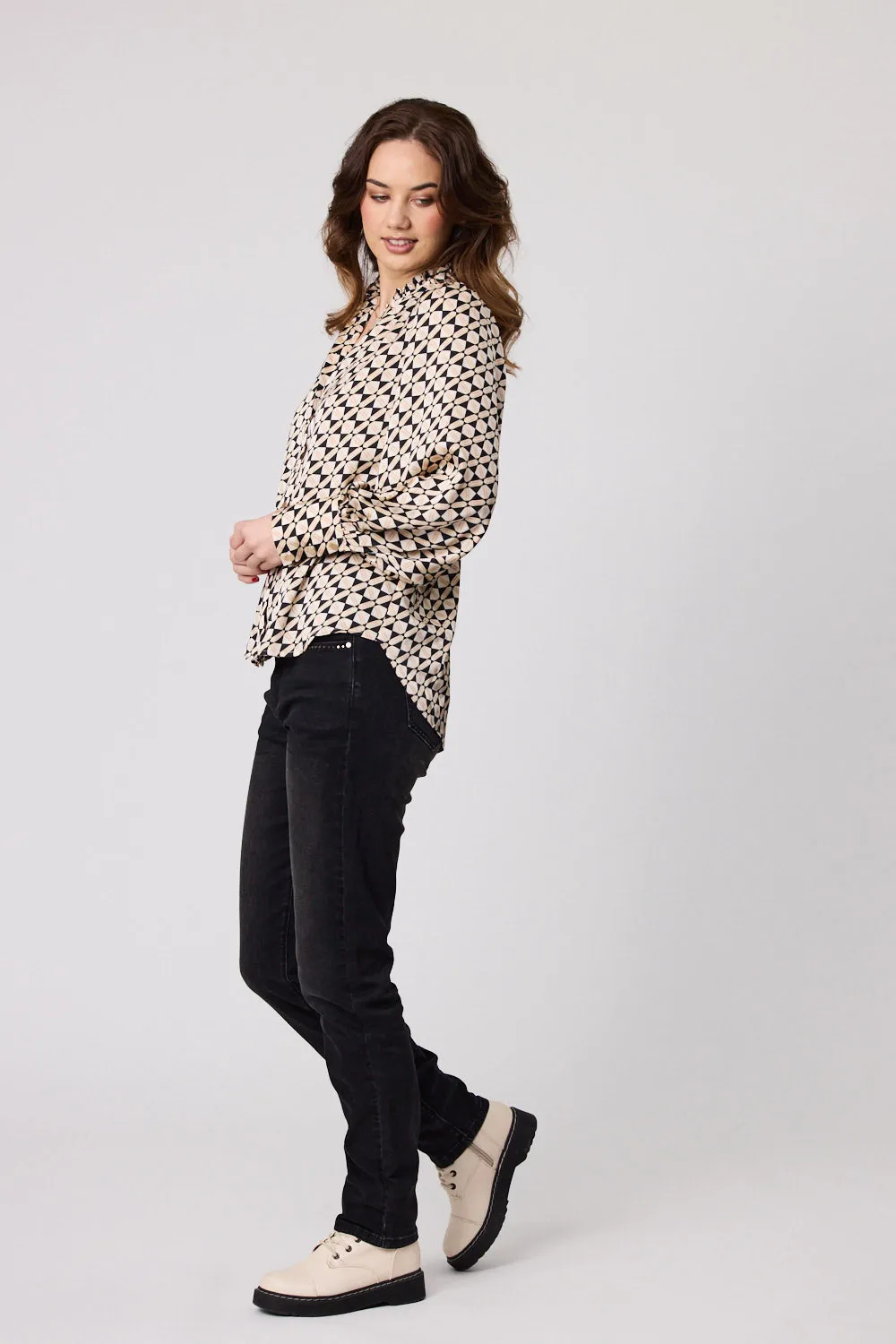 Emilia Printed Satin Blouse