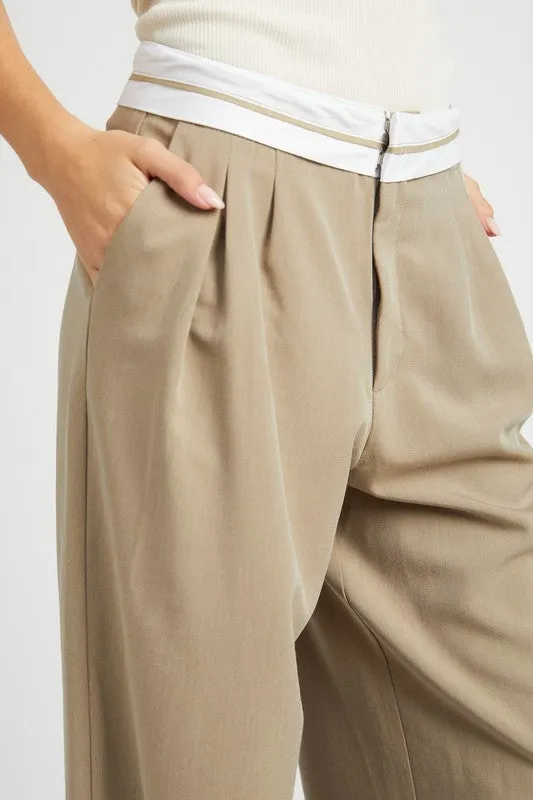 Emory Park REVERSE WAIST BAND TAILORED PANTS