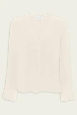 Envers Satin Long-Sleeve Top in Ivory