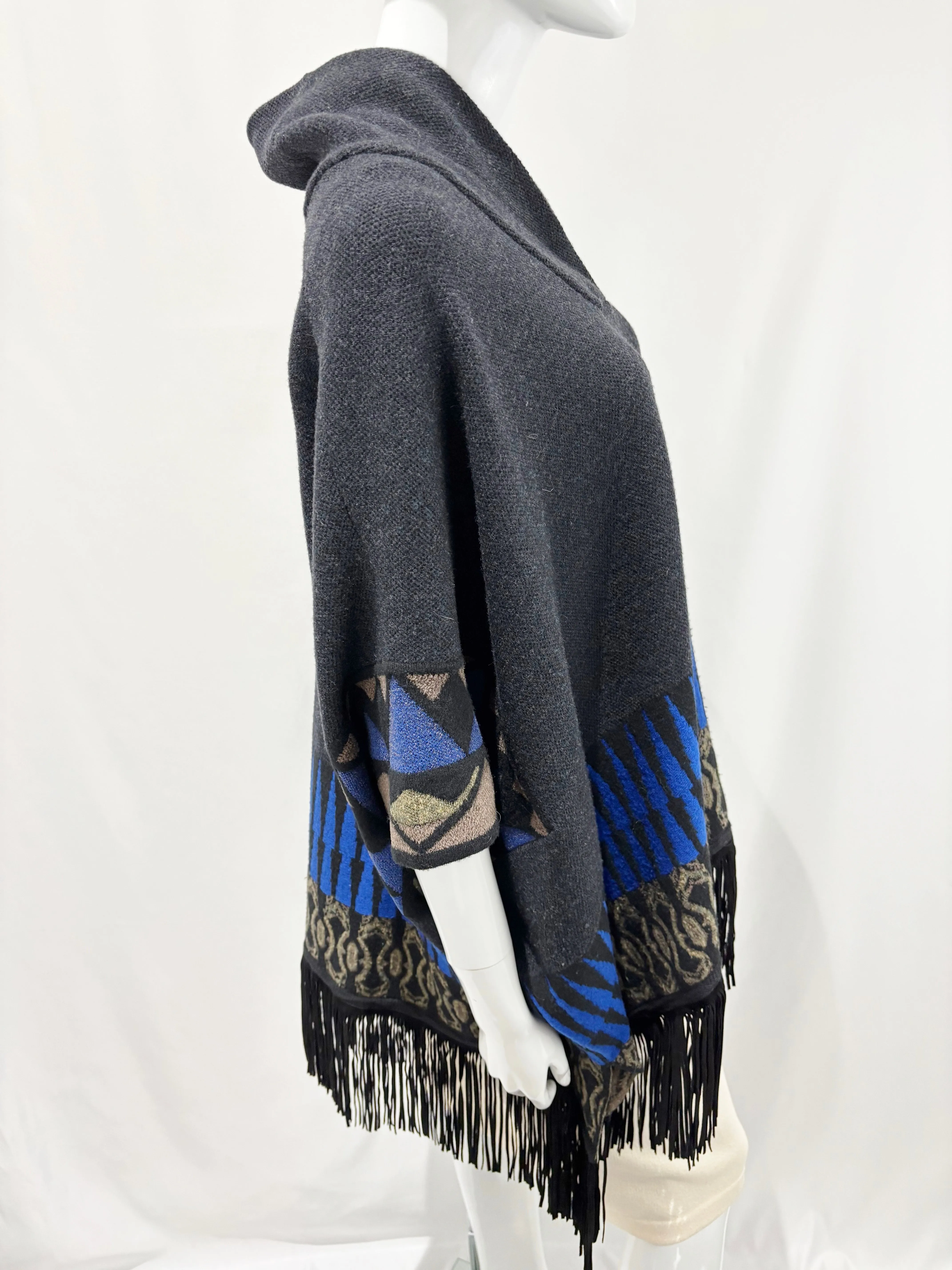 Etro Fringe Trim Poncho Size Small