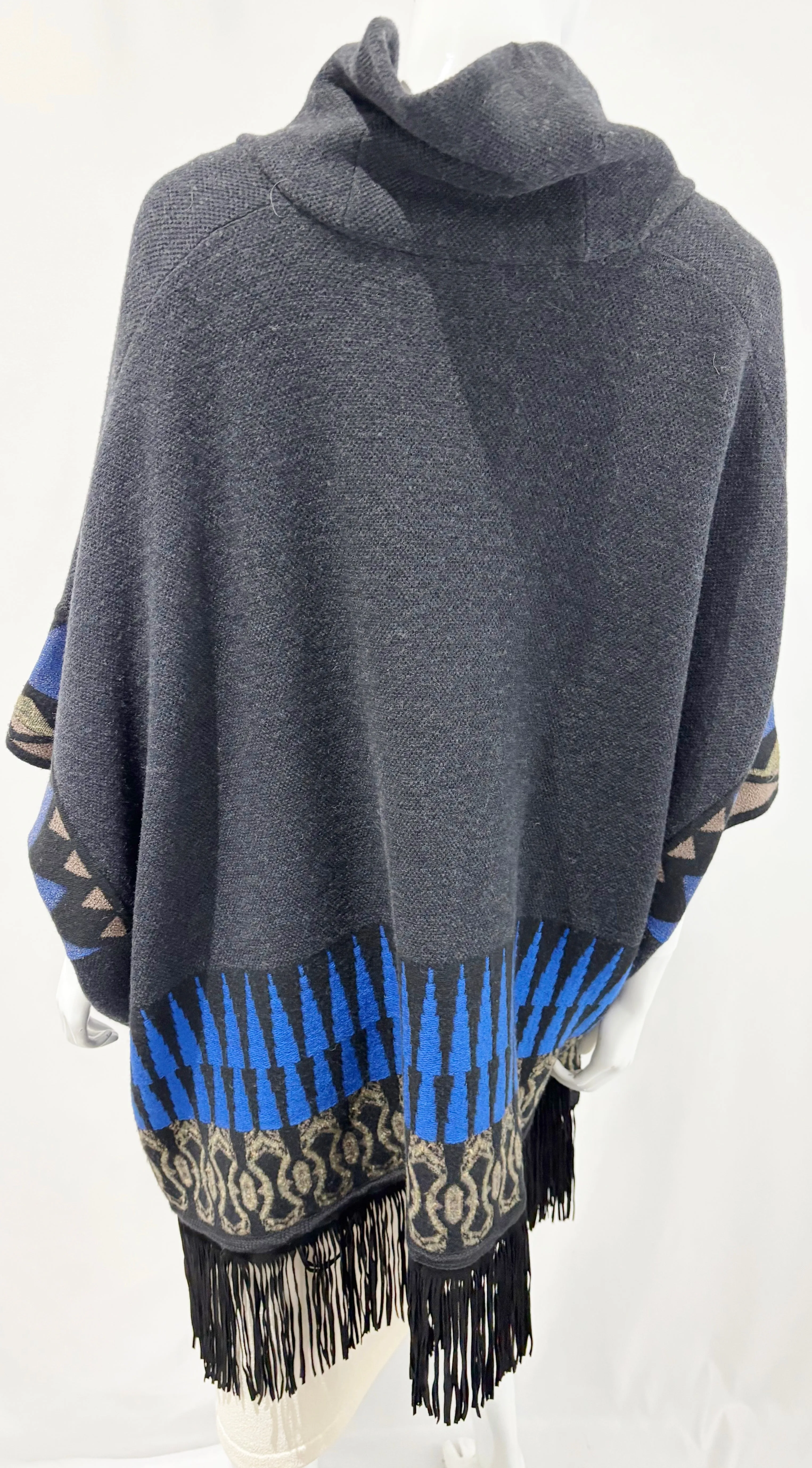 Etro Fringe Trim Poncho Size Small
