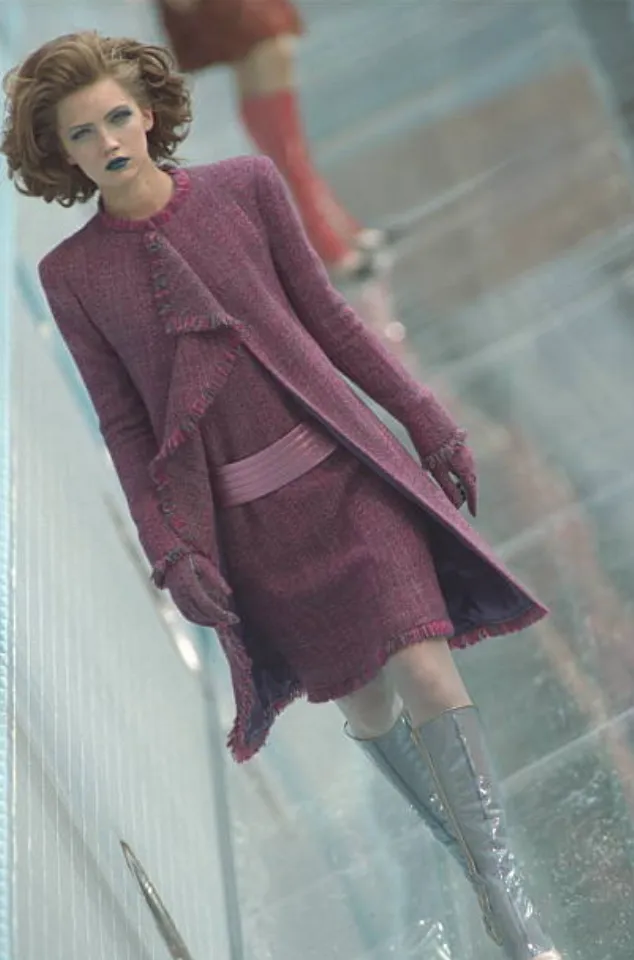 Fall 2000 Chanel by Karl Lagerfeld Haute Couture Runway Look 17 Sleeveless Dress & Coat