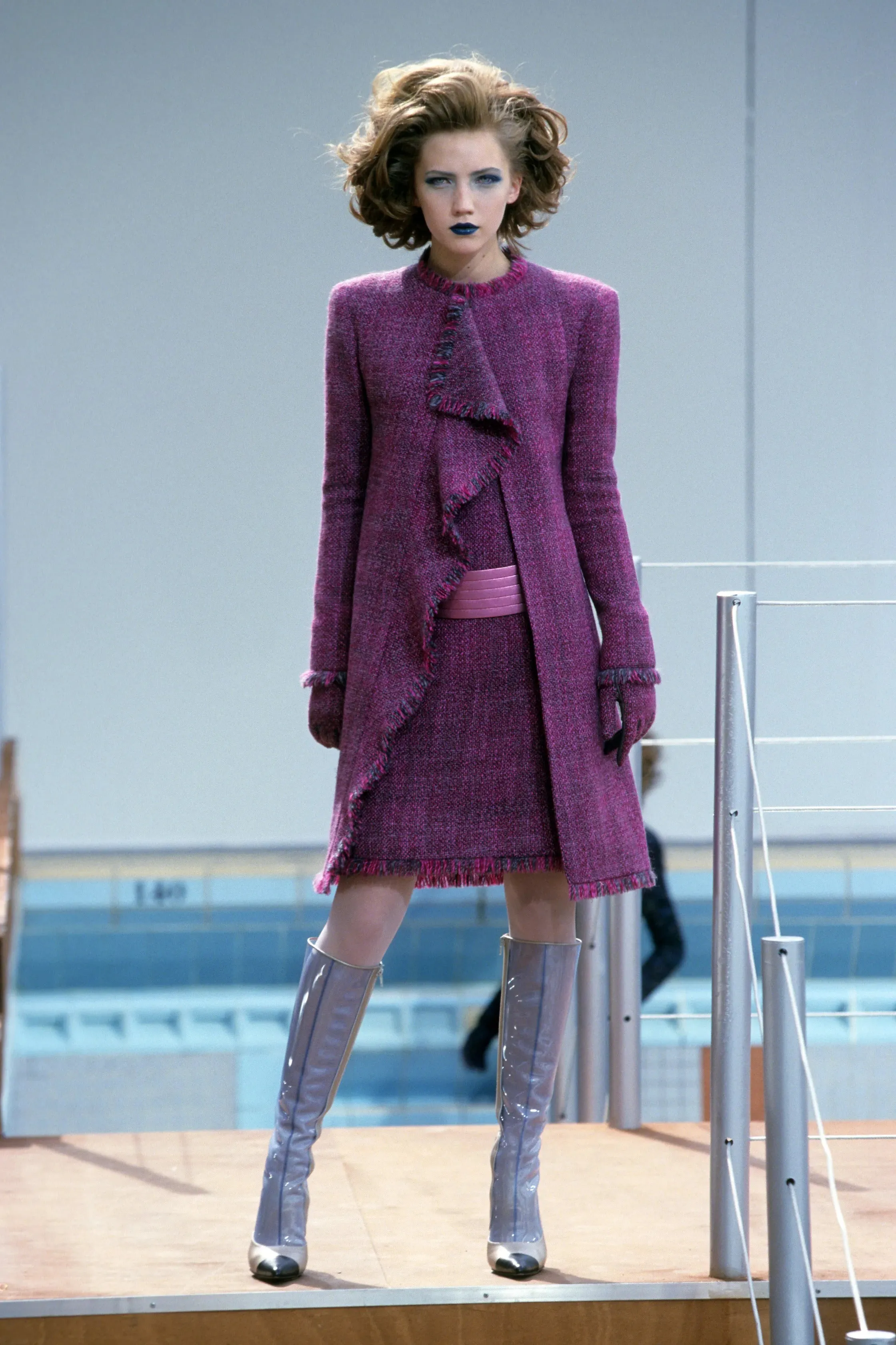 Fall 2000 Chanel by Karl Lagerfeld Haute Couture Runway Look 17 Sleeveless Dress & Coat