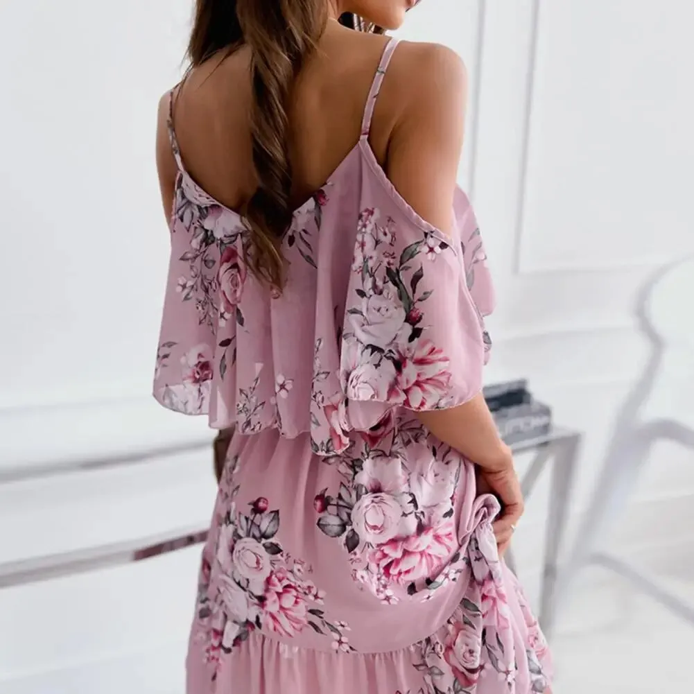 Faye - Rüschen-Spaghettiträger-Kleid