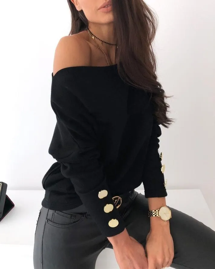 Find Your Inspiration Off the Shoulder Sweater - Black