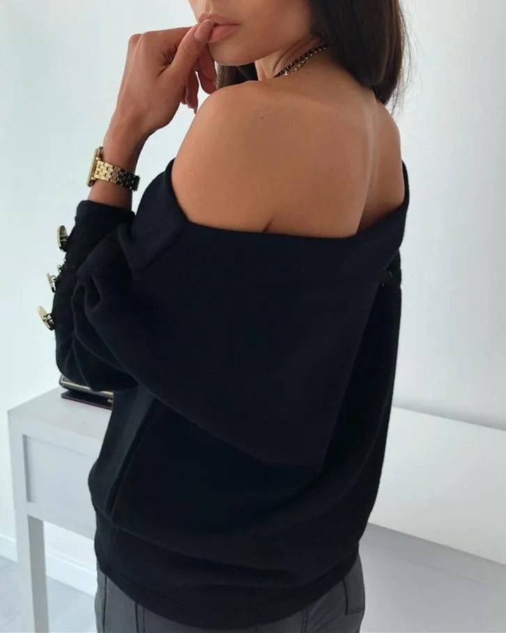 Find Your Inspiration Off the Shoulder Sweater - Black