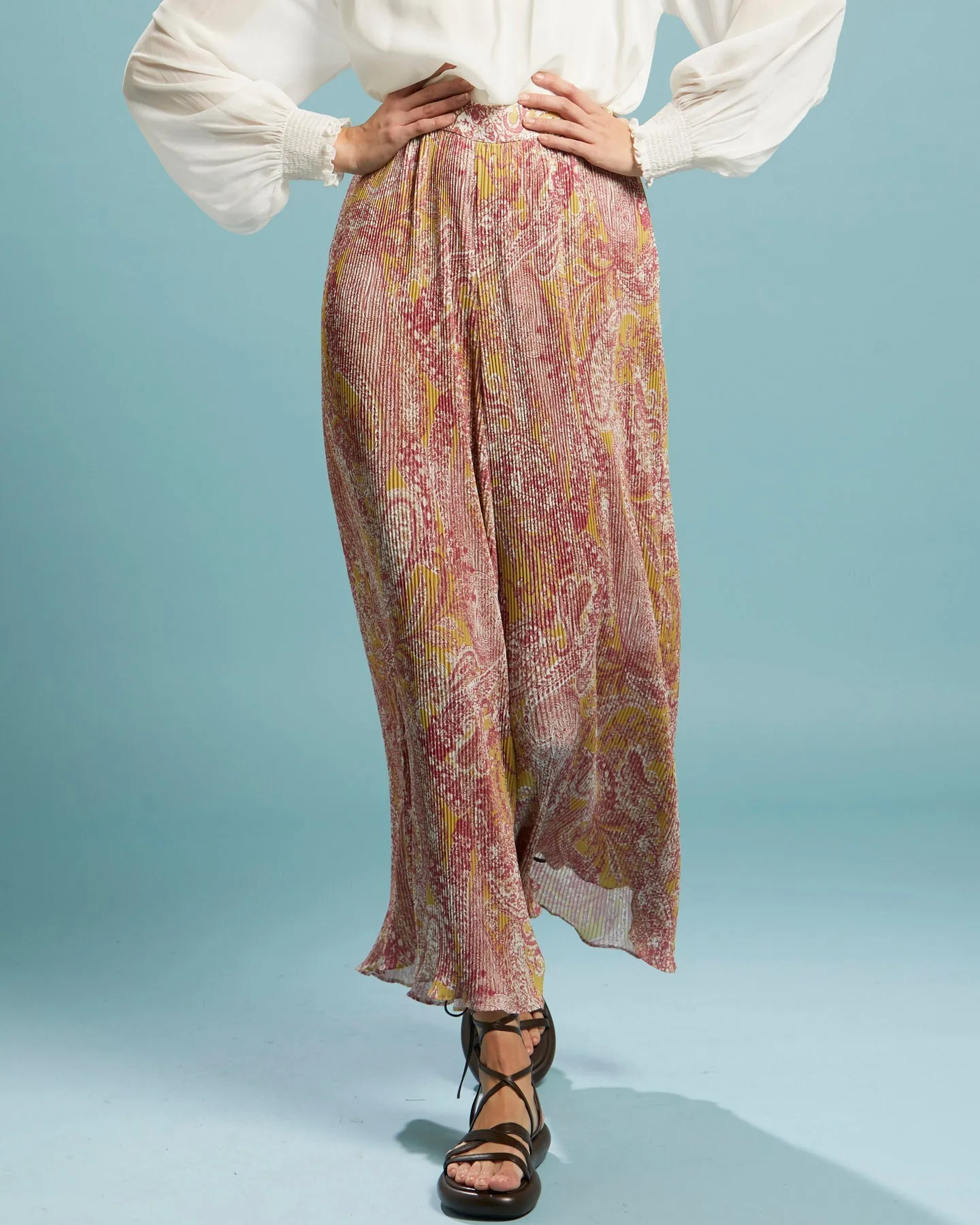 First Move Pleated Wide Leg Pant - Golden Paisley A FURTHER 15% OFF AUTOMATICALLY APPLIED AT CHECKOUT