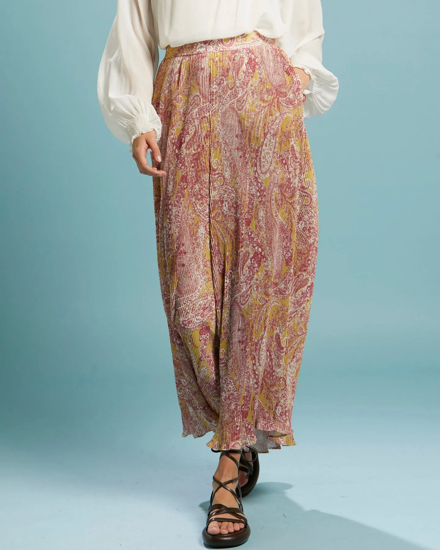 First Move Pleated Wide Leg Pant - Golden Paisley A FURTHER 15% OFF AUTOMATICALLY APPLIED AT CHECKOUT