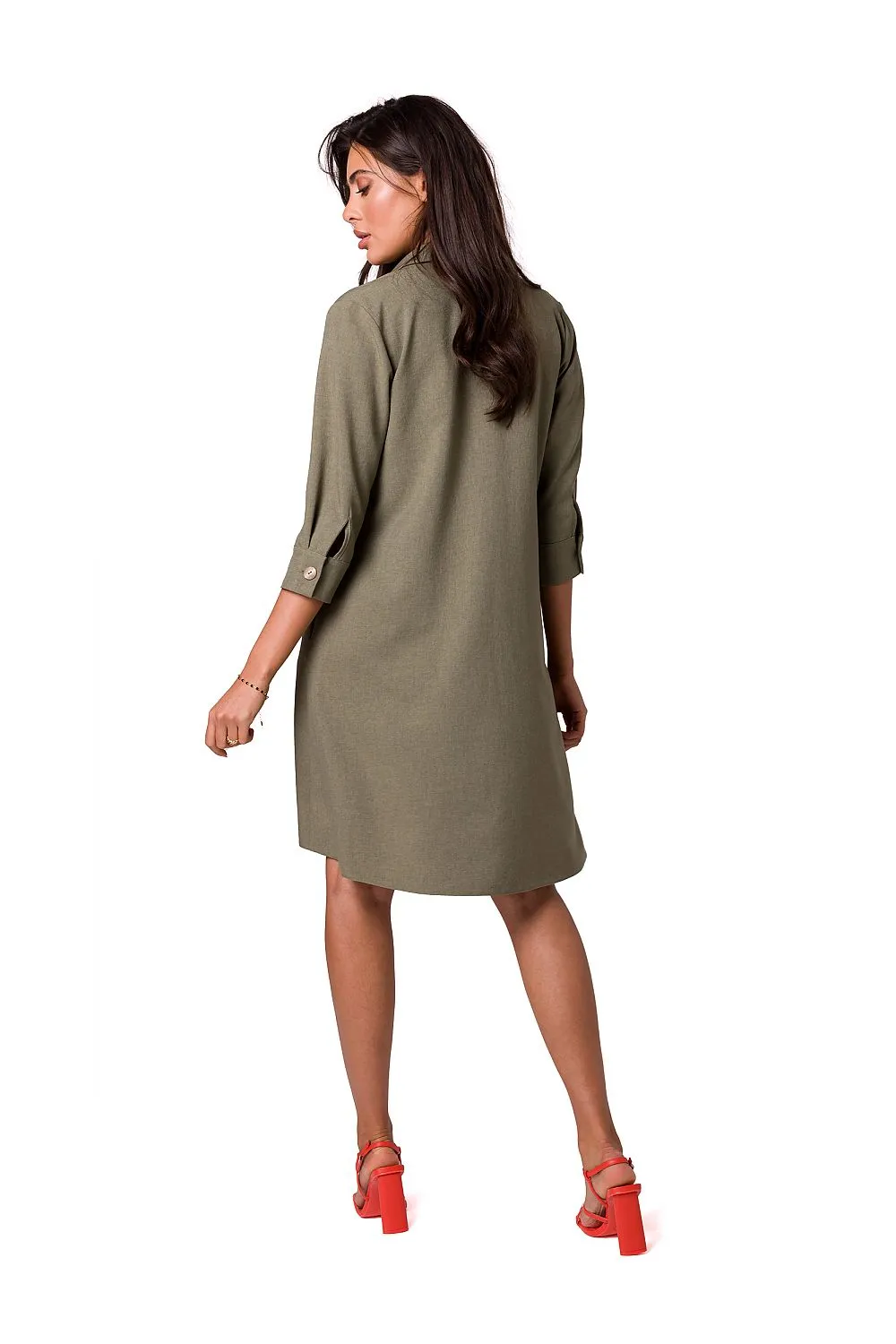 Flared Neckline Shift Dress Elegant