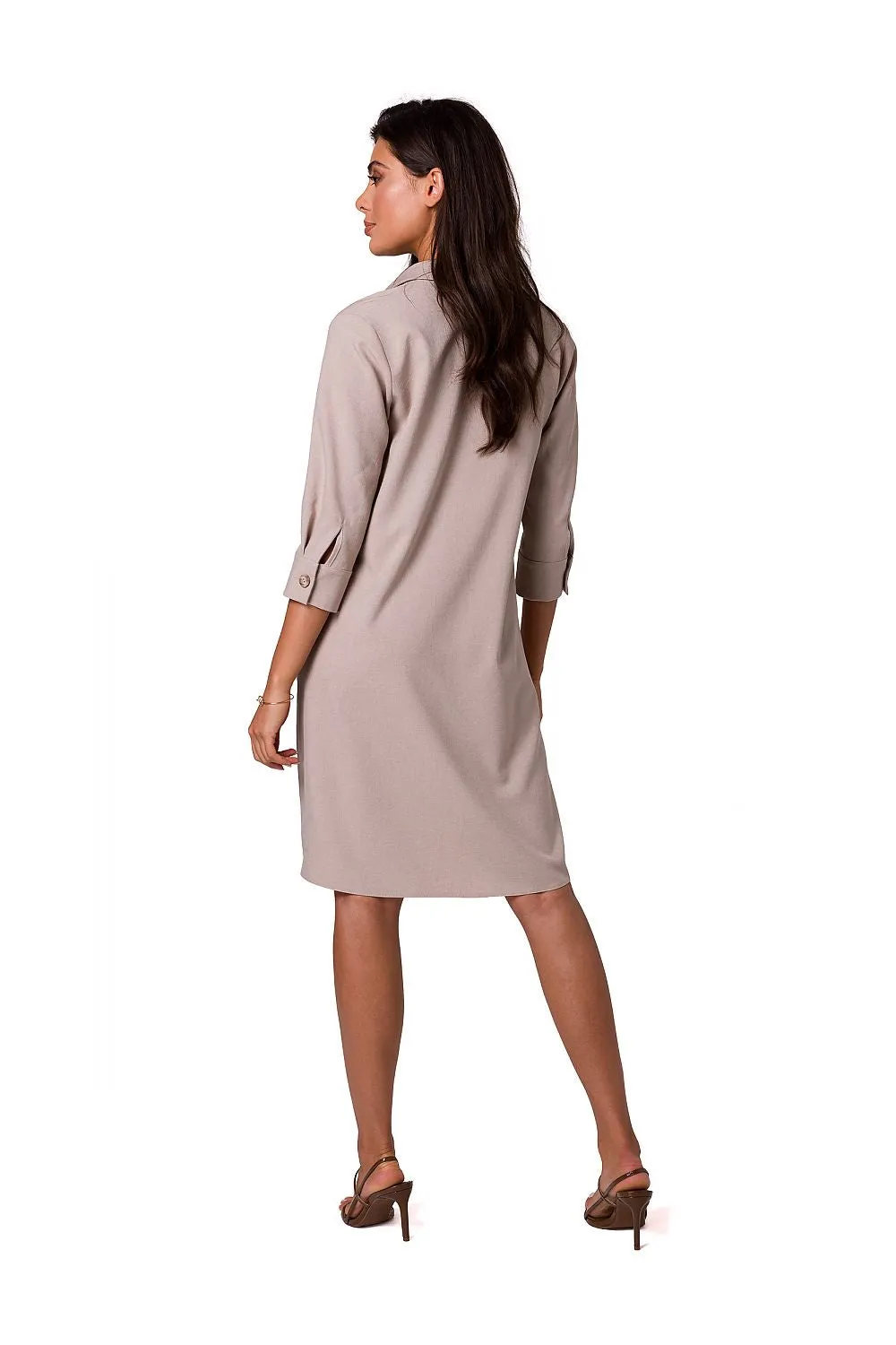Flared Neckline Shift Dress Elegant