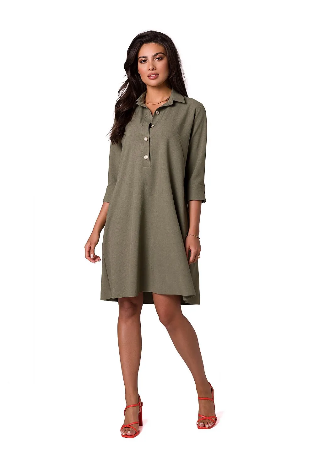 Flared Neckline Shift Dress Elegant