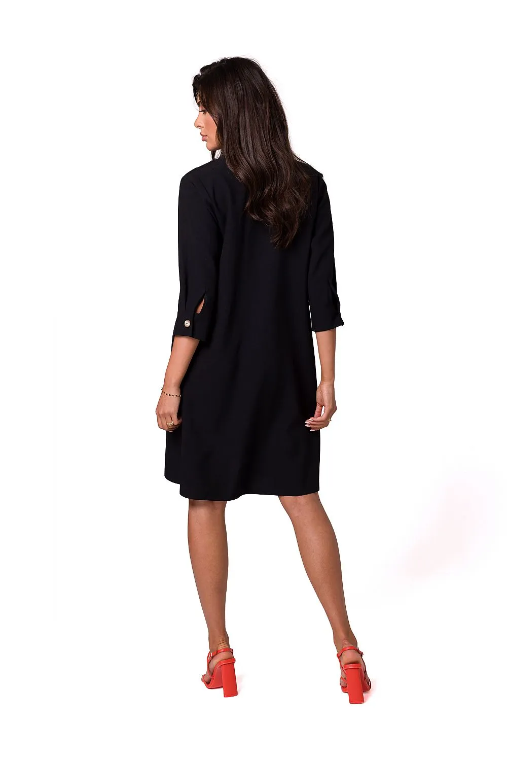 Flared Neckline Shift Dress Elegant
