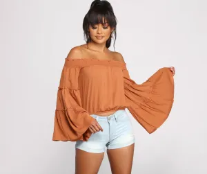 Flowy Feels Off The Shoulder Crop Top