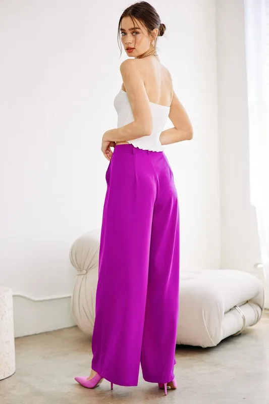 Flowy Wide Leg Trousers (Blue or Violet)