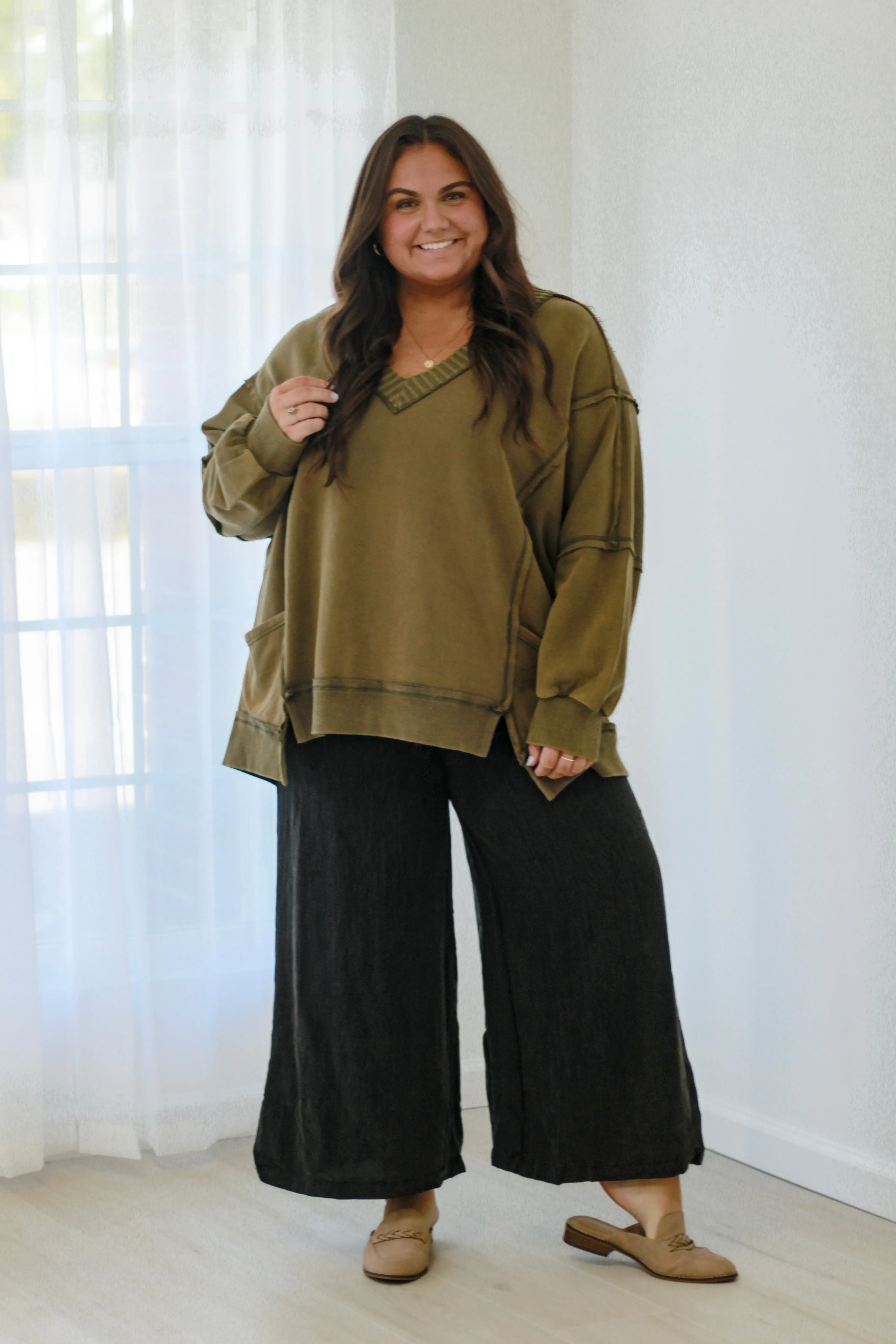 Follow My Lead Washed Pants in Ash