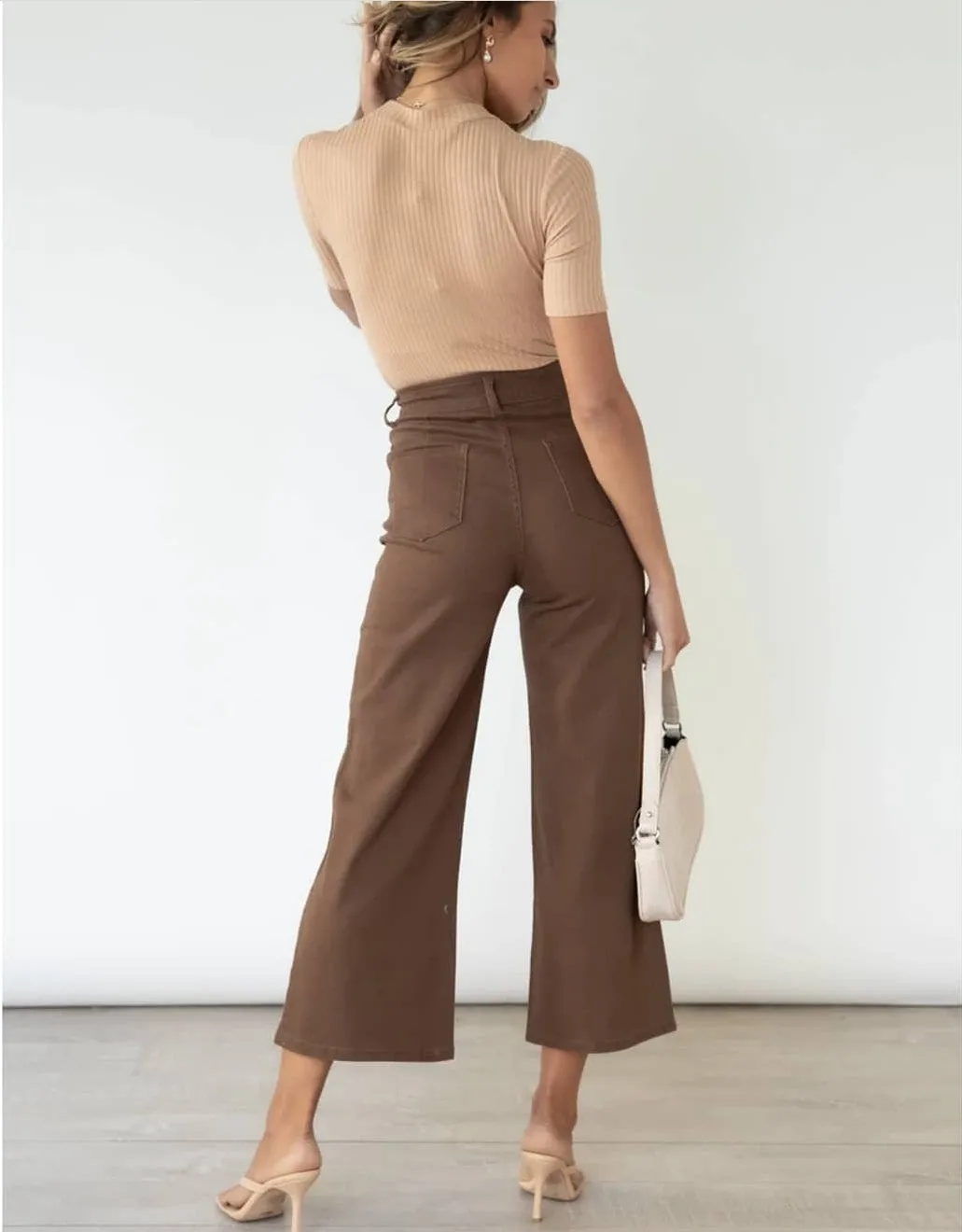 Franca Wide Leg Pants - Chocolate