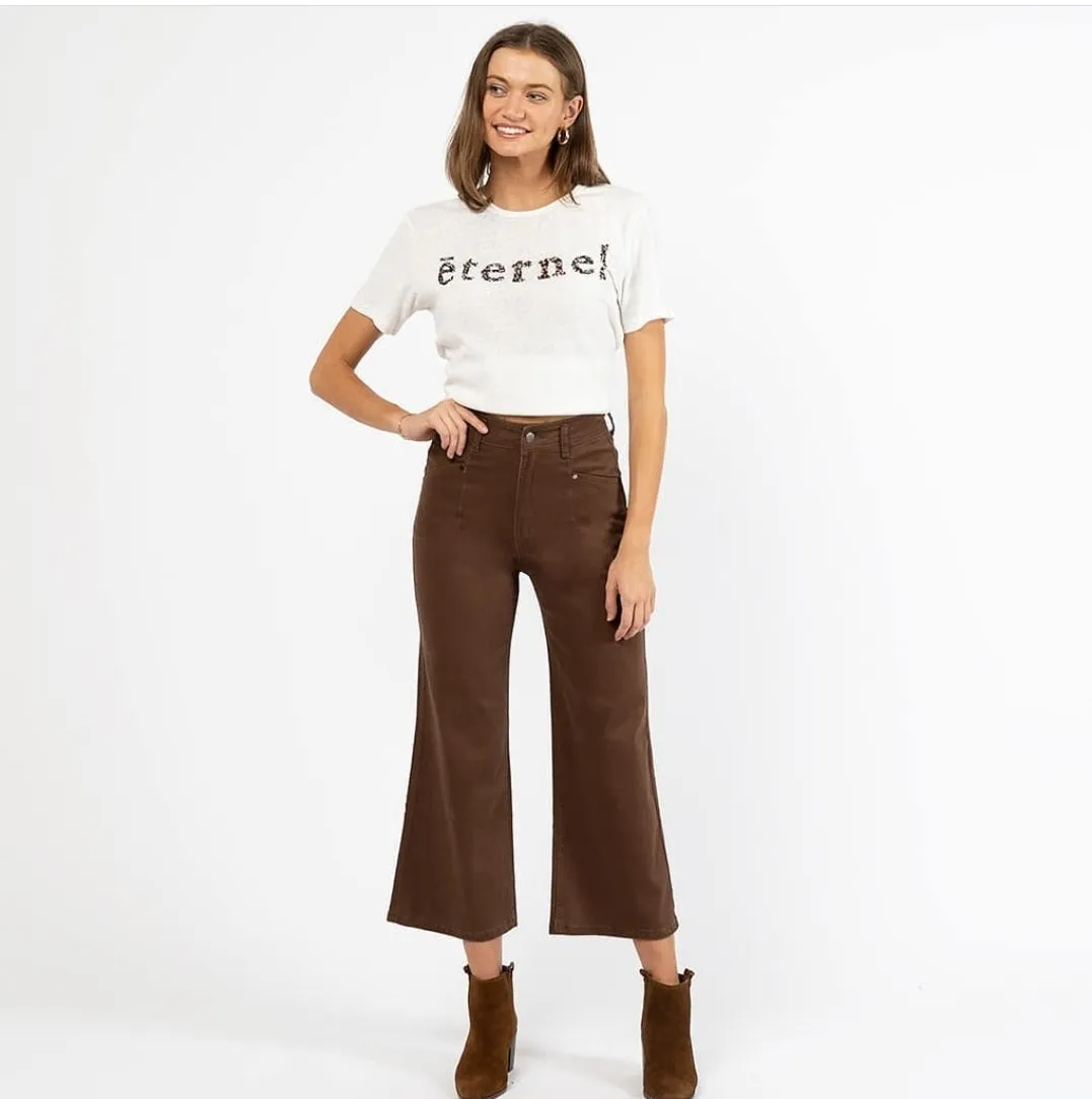 Franca Wide Leg Pants - Chocolate