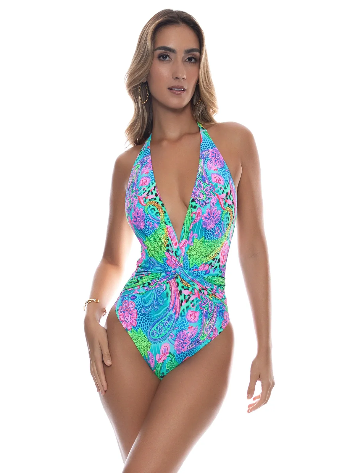 Front Twist Halter One-Piece