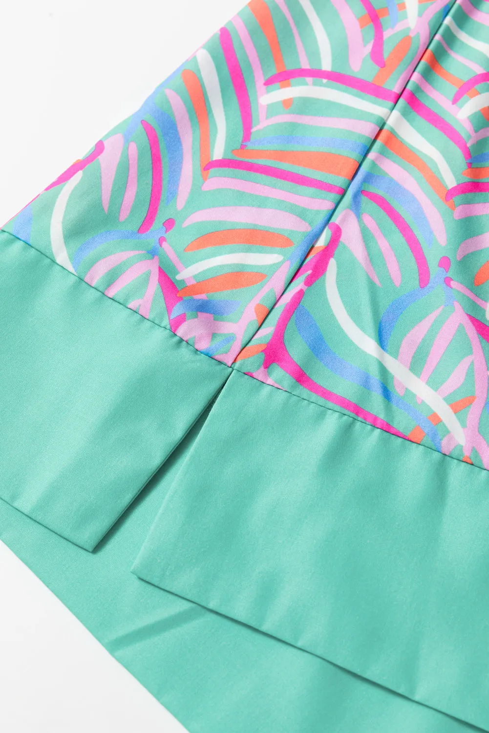 Geometric Print Shift Dress with Split Neck and Bracelet Sleeves