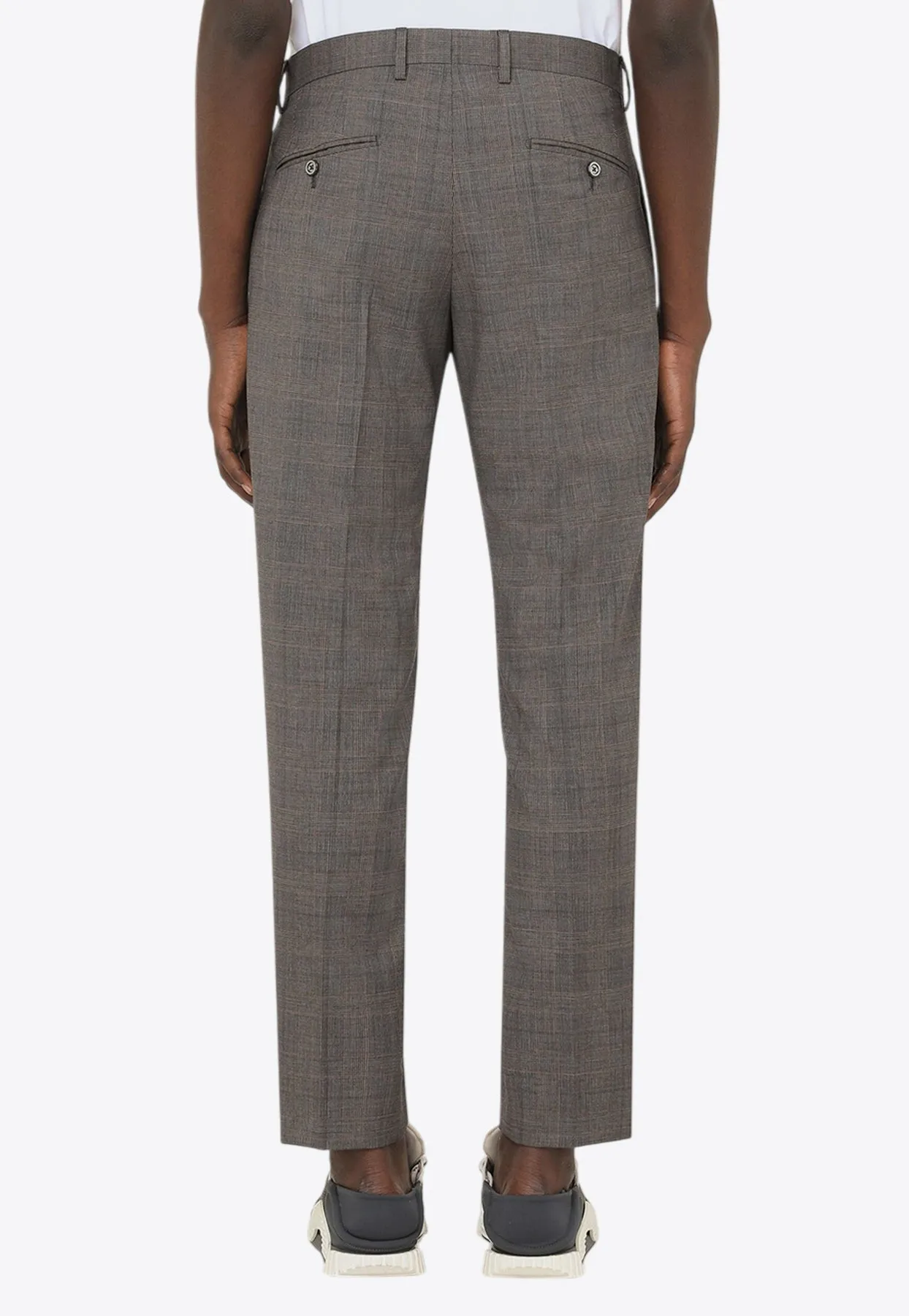 Glen Plaid Tailored Wool Pants