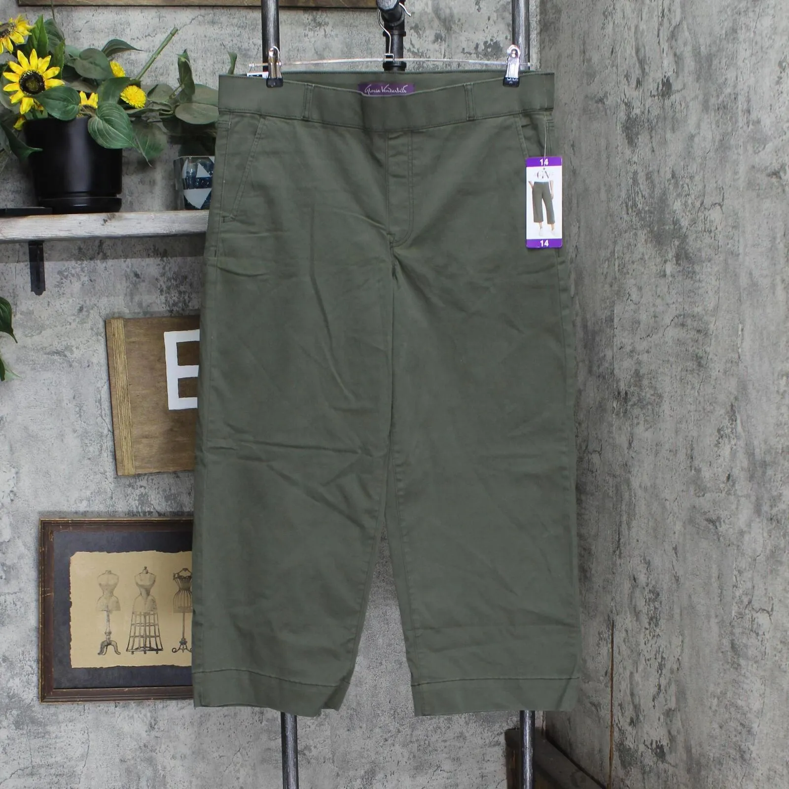 Gloria Vanderbilt Womens Pull On Wide Leg Cropped Pants 1797444
