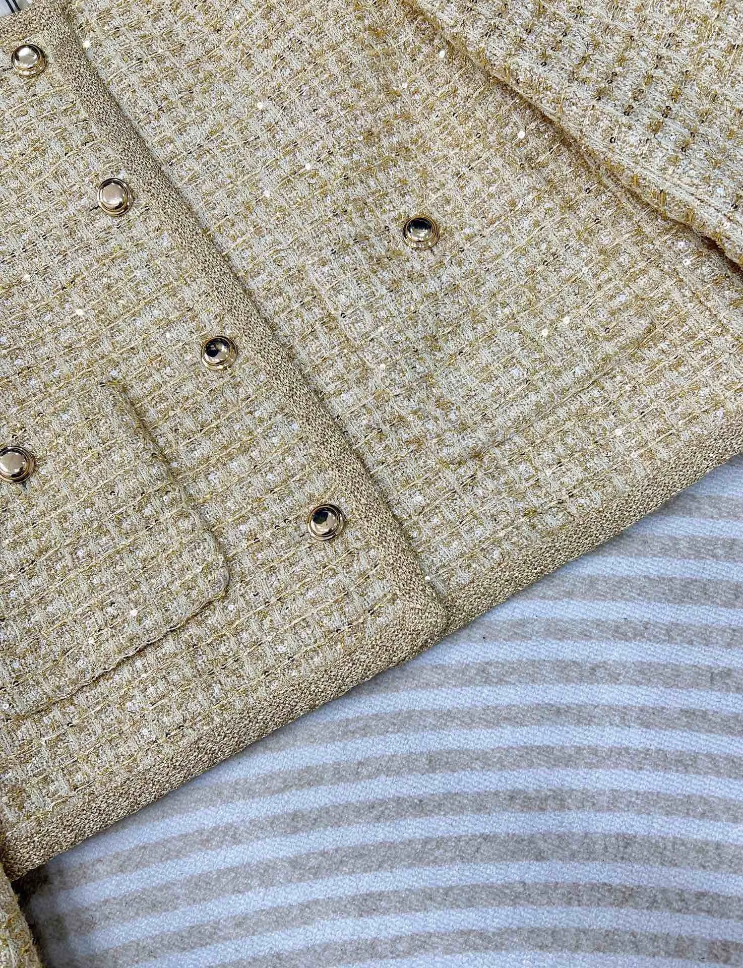 Golden Tweed Pocket Blazer