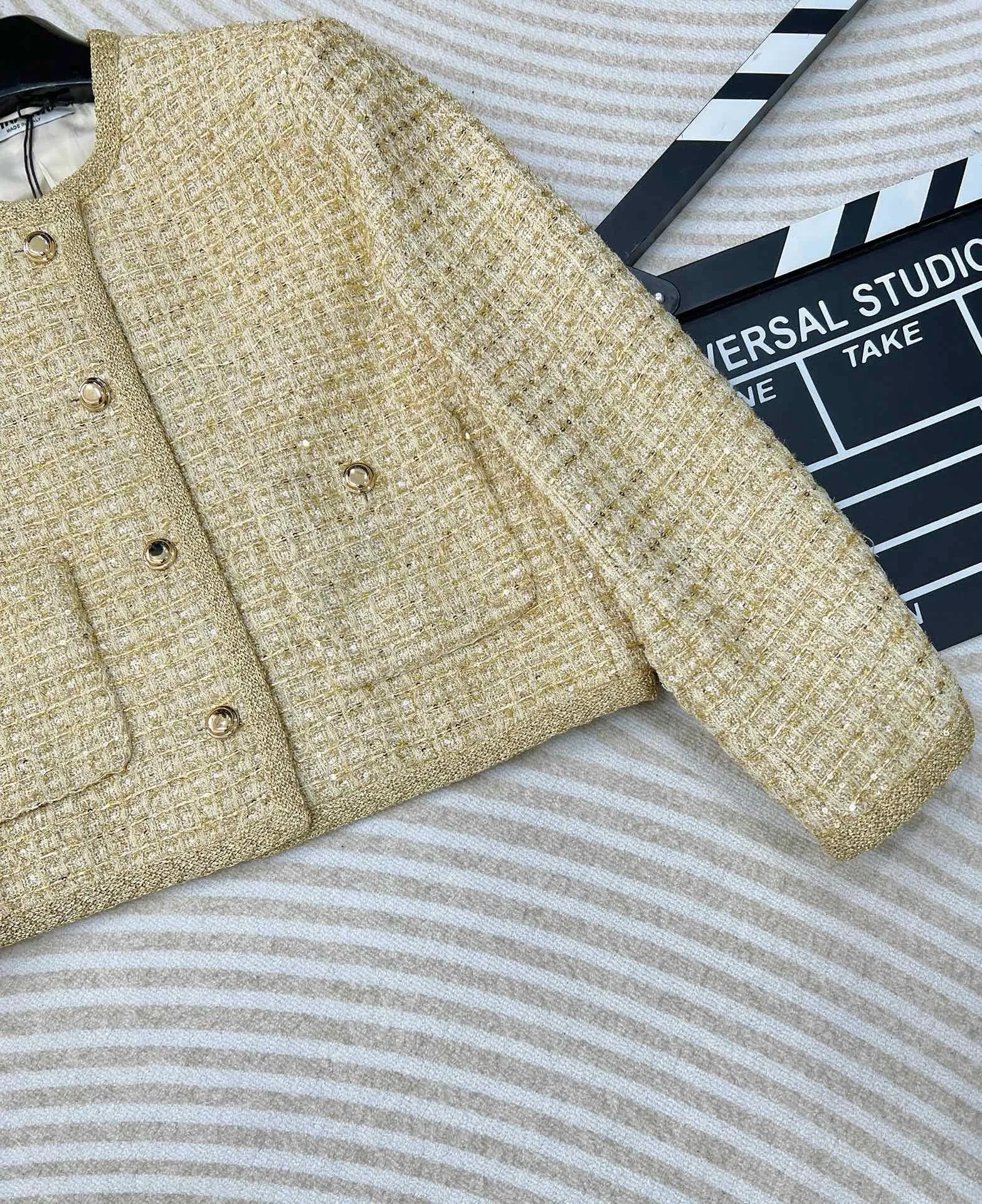 Golden Tweed Pocket Blazer