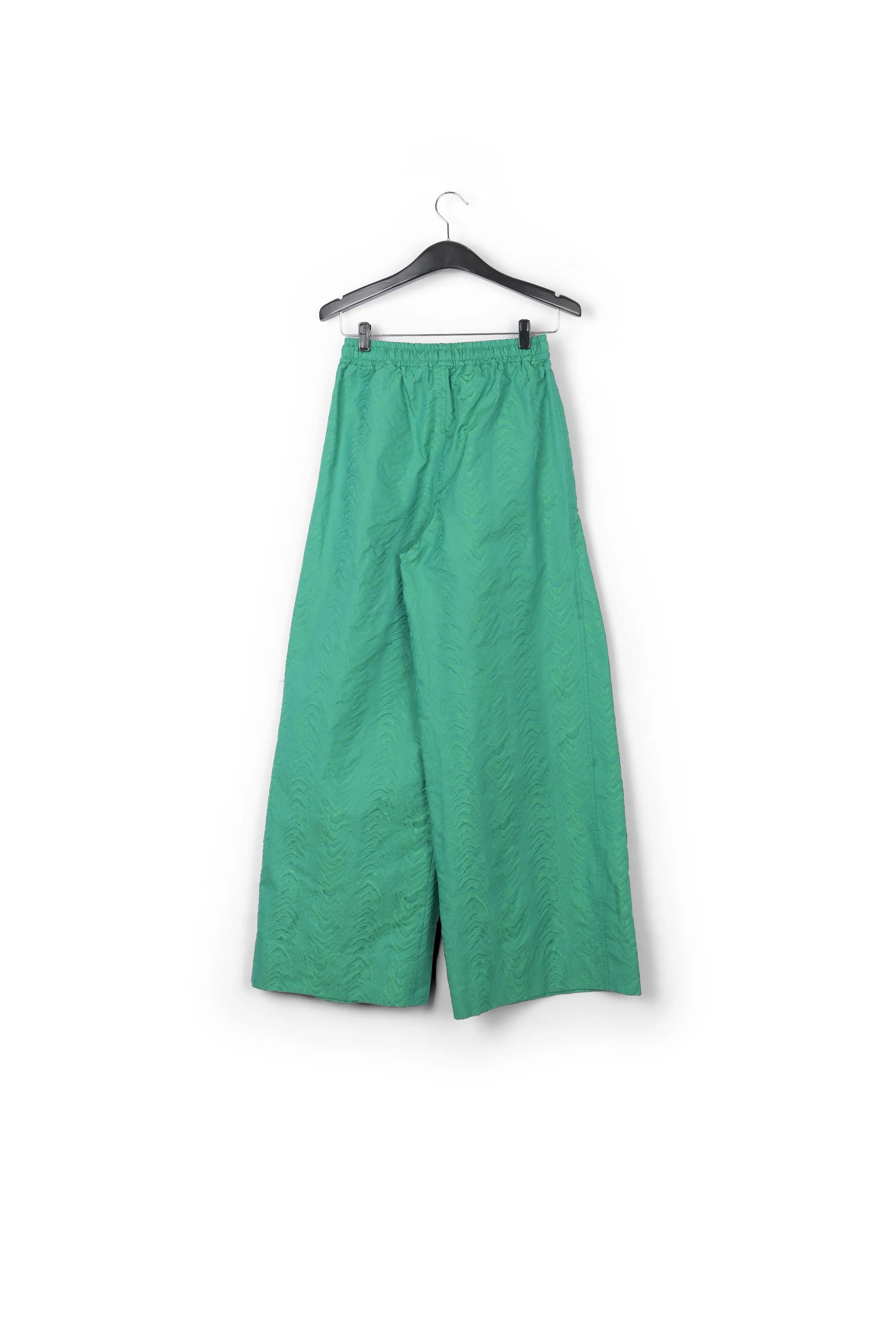 Green jacquard wide-leg pants