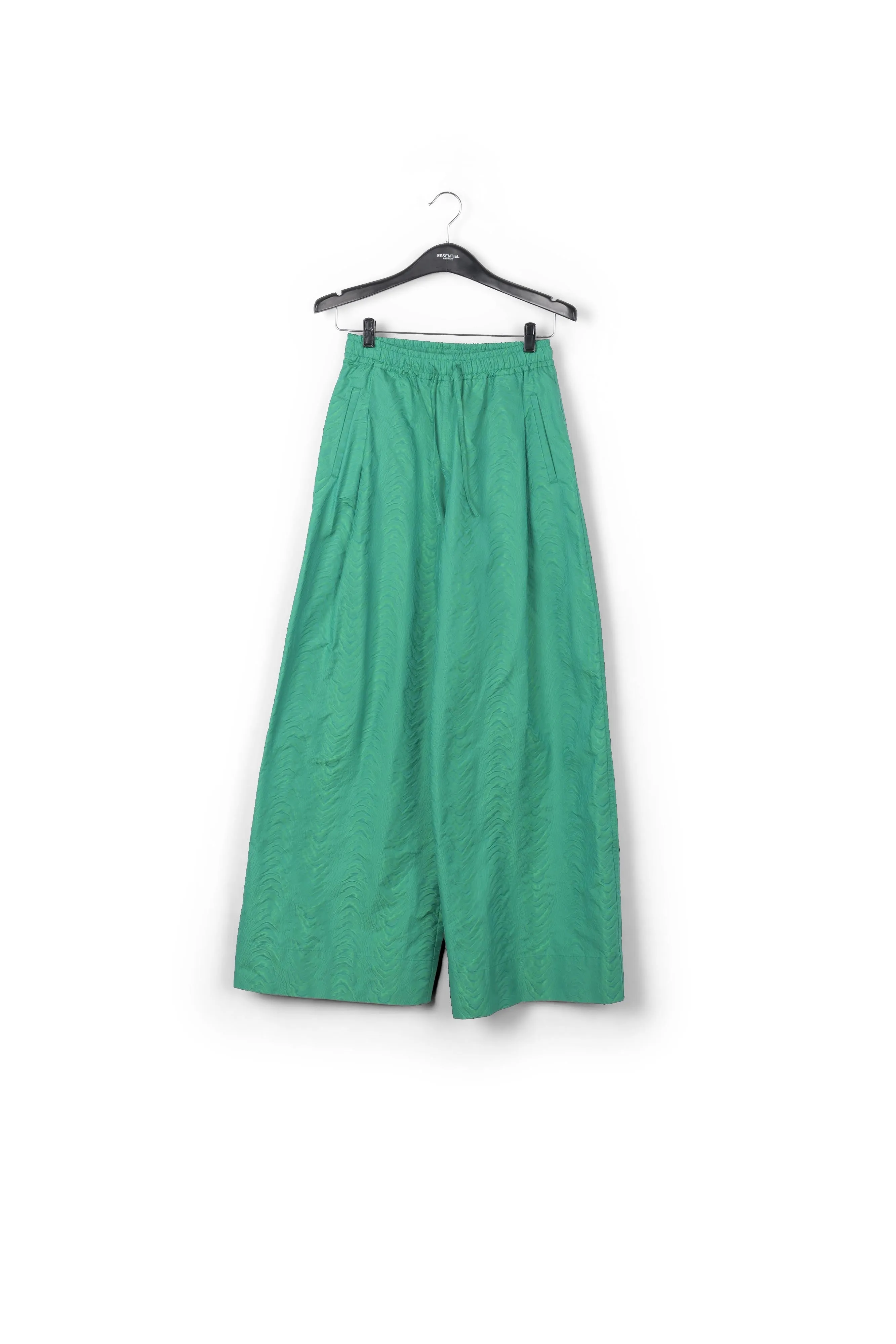 Green jacquard wide-leg pants