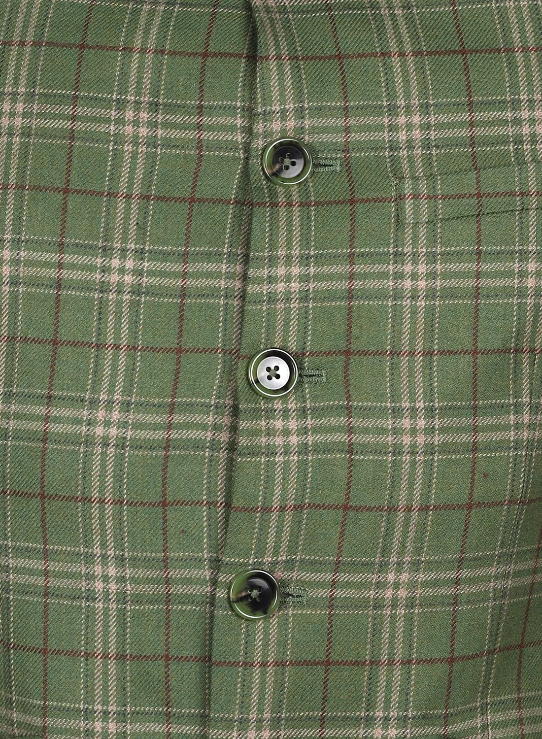 Green Tweed Check Bandhgala Jacket
