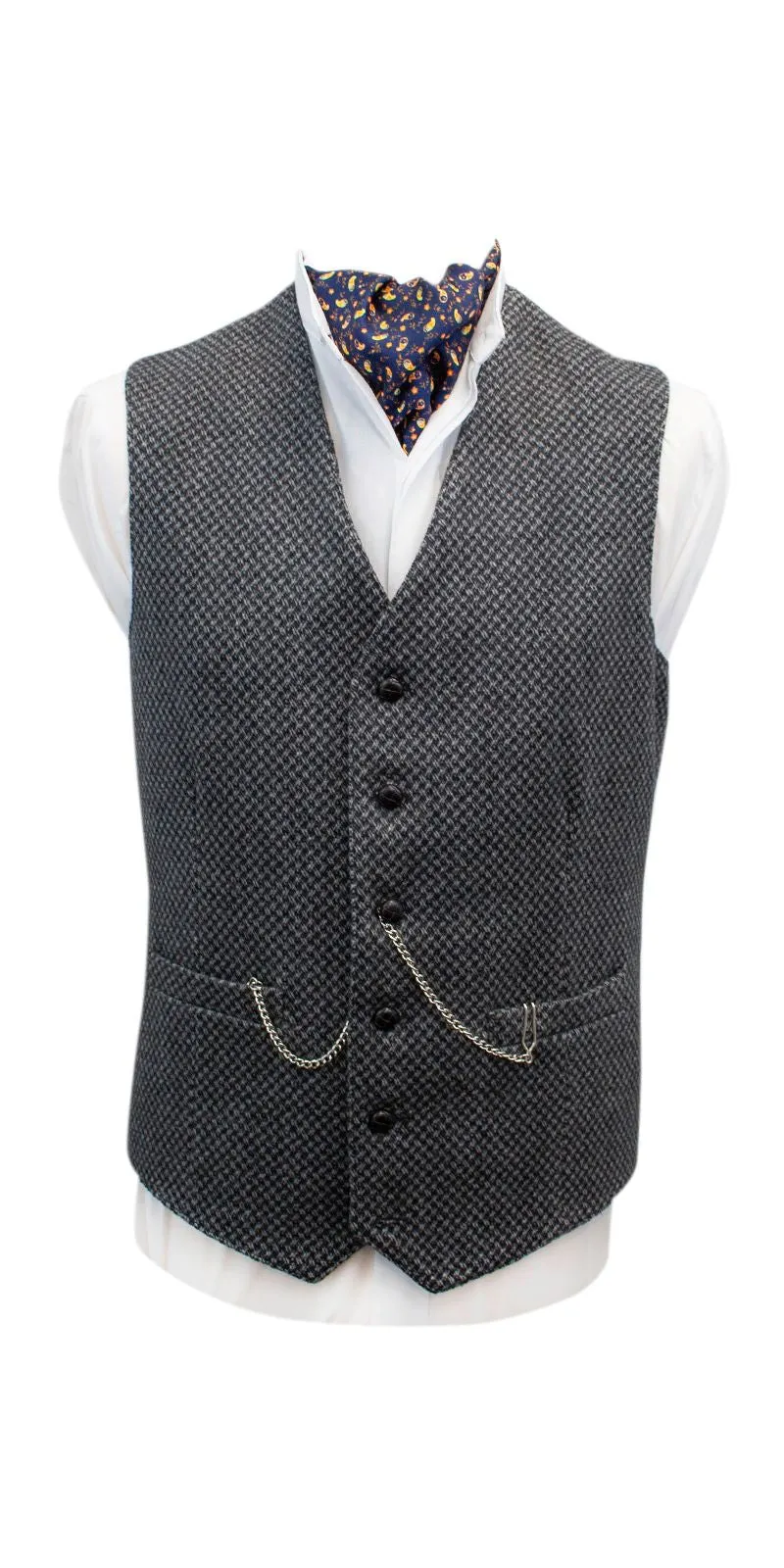 Griffin Dark Grey with Light Grey Diamond Pattern Tweed Waistcoat