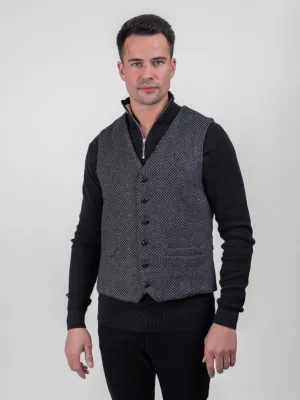 Griffin Dark Grey with Light Grey Diamond Pattern Tweed Waistcoat