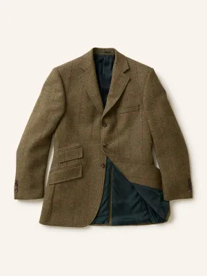 Hacking Cheviot Tweed Jacket Green HB Windowpane