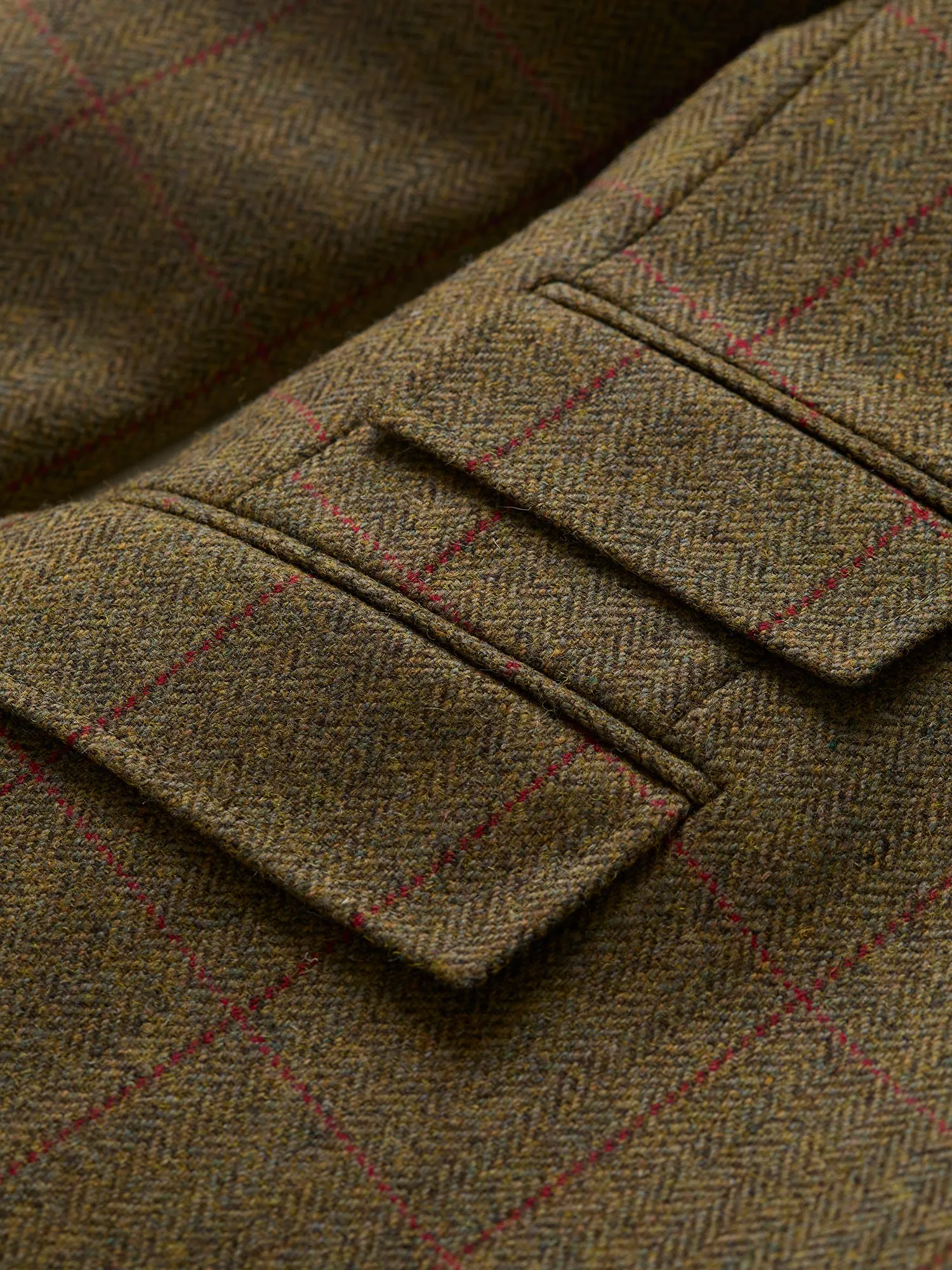 Hacking Cheviot Tweed Jacket Green HB Windowpane
