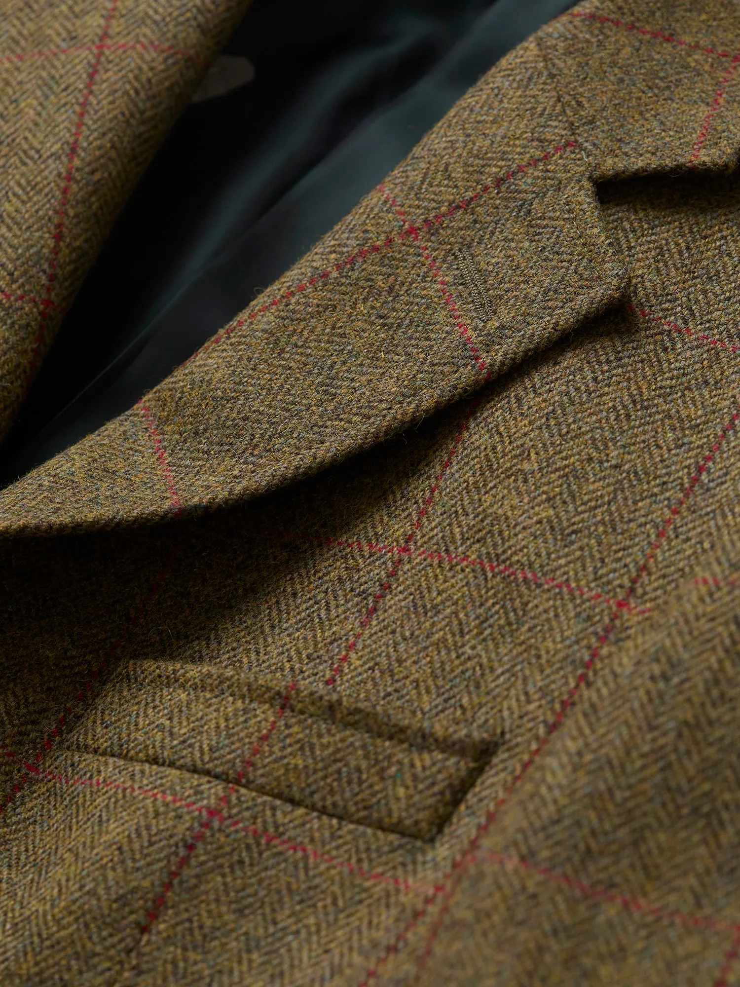 Hacking Cheviot Tweed Jacket Green HB Windowpane