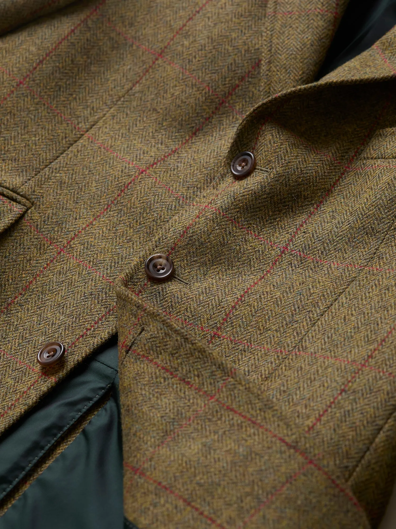 Hacking Cheviot Tweed Jacket Green HB Windowpane