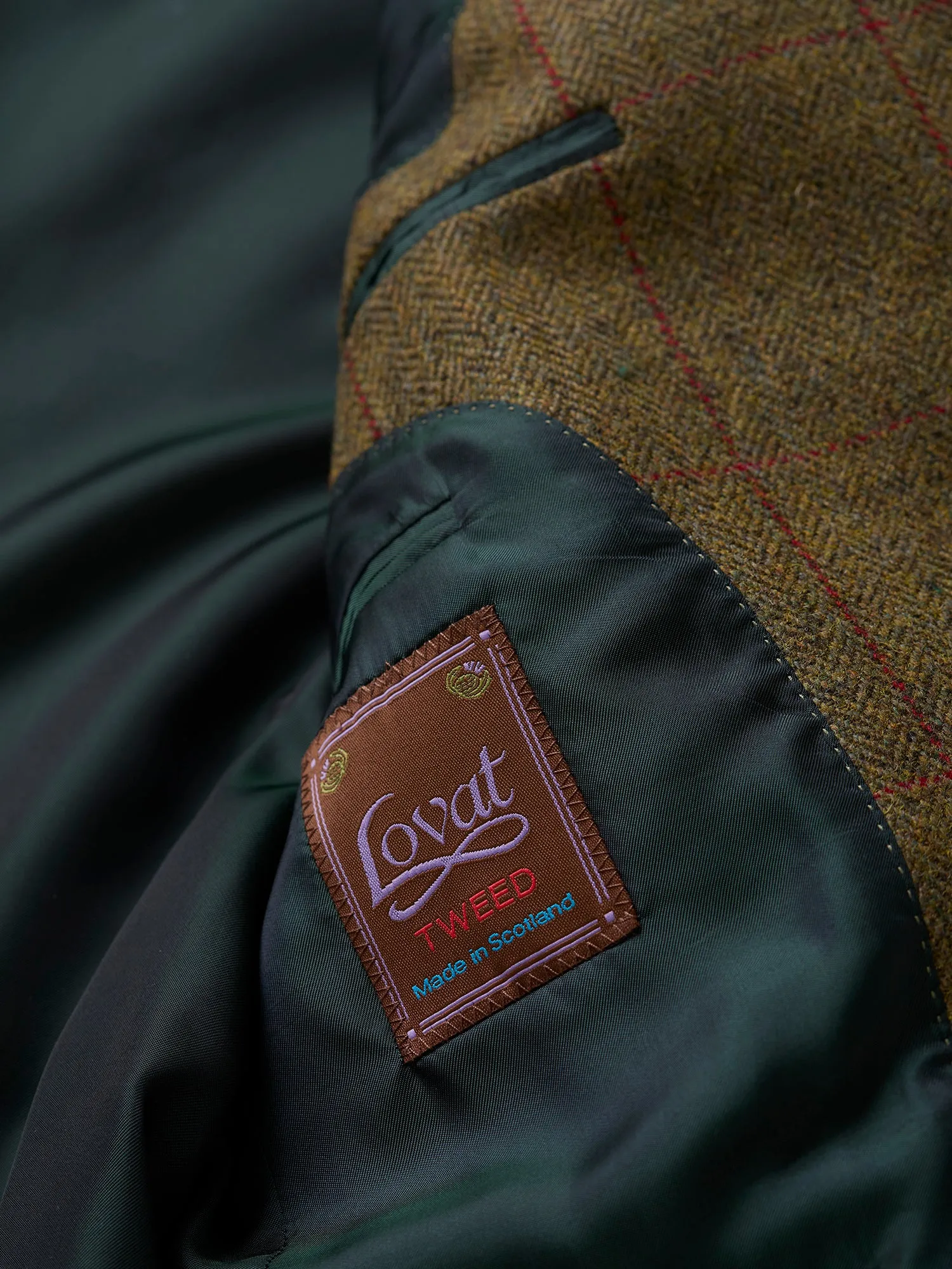 Hacking Cheviot Tweed Jacket Green HB Windowpane