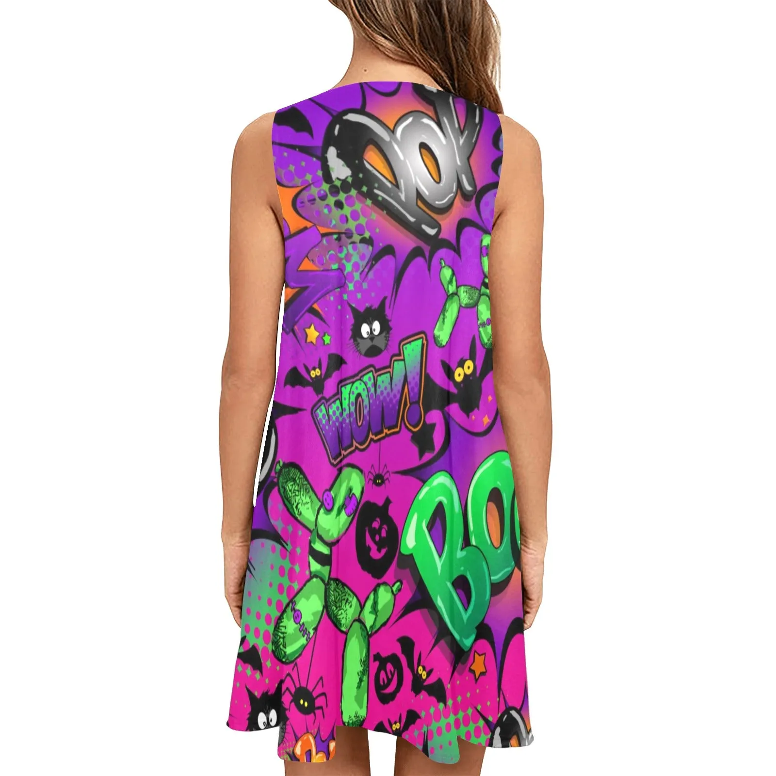 Halloween Purple - Flared Shift Dress with Pockets (XS - 3XL)