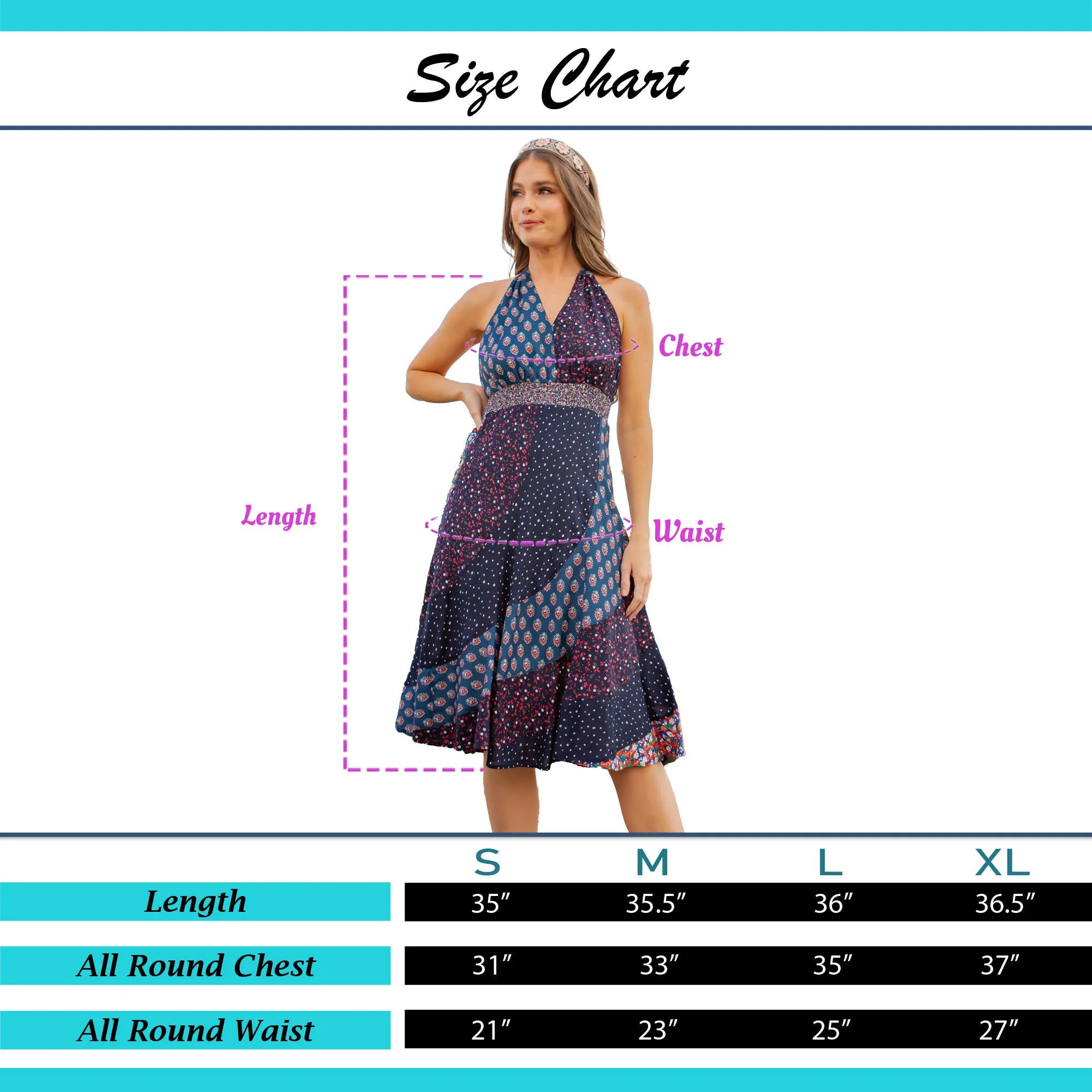 Halter Neck Babydoll Dress With Asymmetrical Bias Patchwork Navy Dark Multi