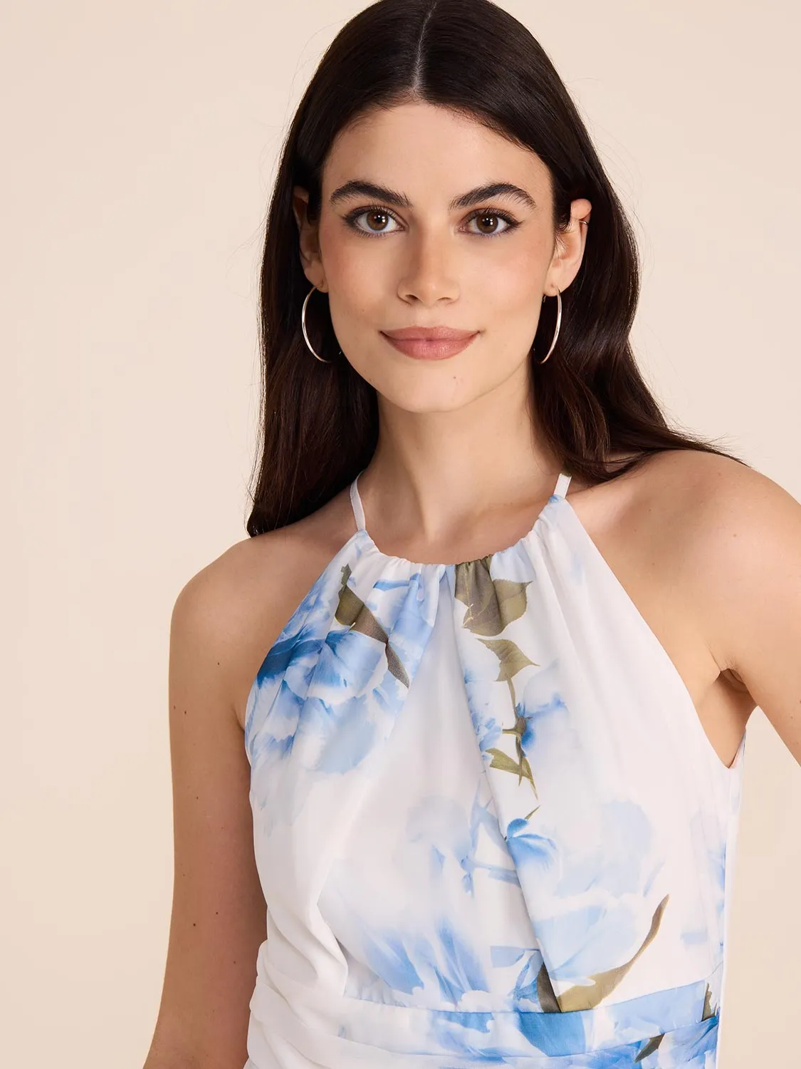 Halter Neck Floral Fit & Flare Dress