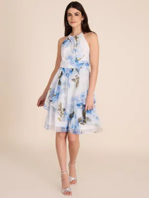 Halter Neck Floral Fit & Flare Dress