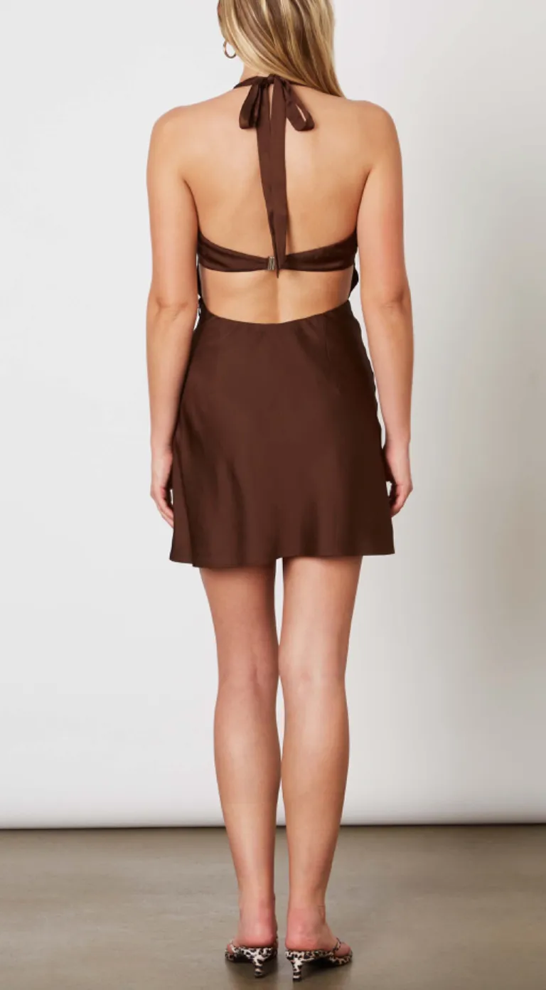 Halter Tie Front Mini Dress